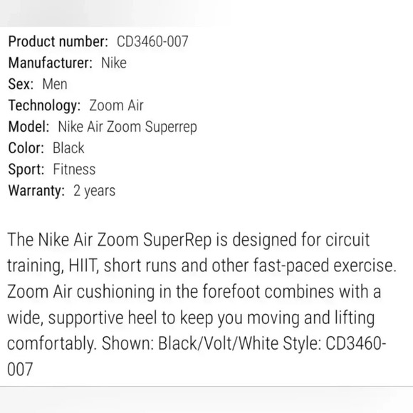Fitness shoes Nike AIR ZOOM SUPERREP Size 7.5 - Picture 12 of 16